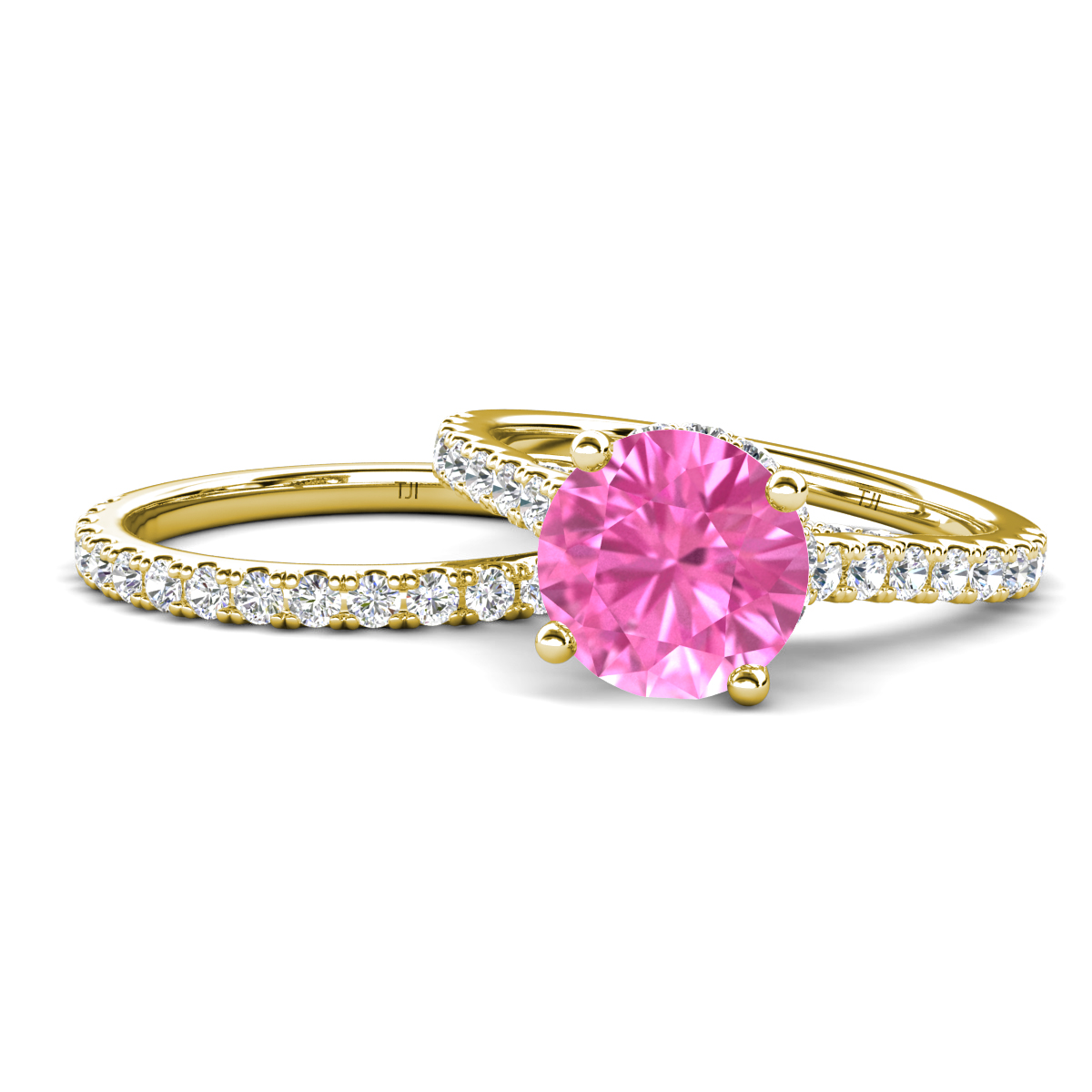 Kalina 2.73 ctw Created Pink Sapphire Accented Lab Grown Diamonds Bridal Set Ring  